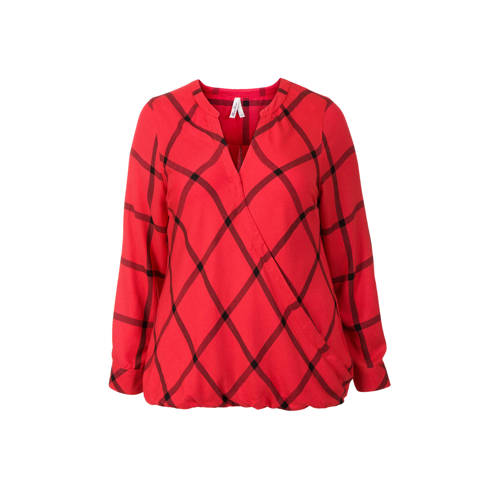 Miss Etam Plus Overslag Blouse Rood Geruit miss etam kopen in de aanbieding