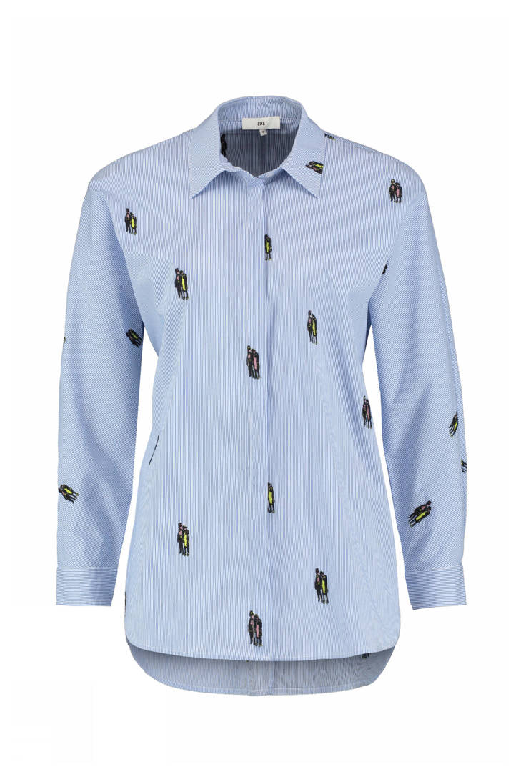 gestreepte met blauw borduursels CKS blouse Nox 7qwWFAOWz