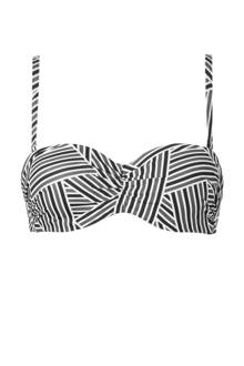 bandeau bikinitop met all over print zwart