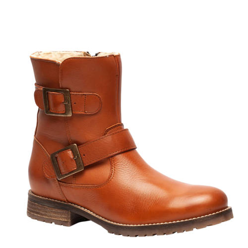 Scapino Twoday Gevoerde Leren Enkelboots Cognac scapino kopen in de aanbieding