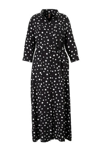 maxi blousejurk met stippenprint