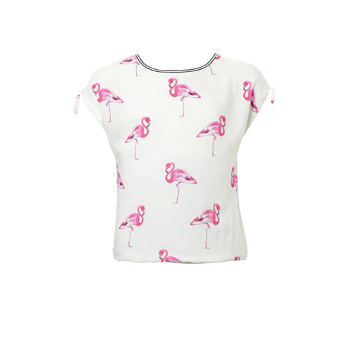 Geisha Top Met Allover Flamingo Dessin Wit geisha kopen in de aanbieding Geisha Top Met Allover Flamingo Dessin Wit geisha kopen in de aanbieding