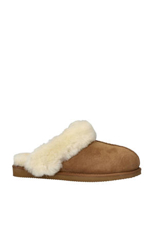 suède pantoffels camel