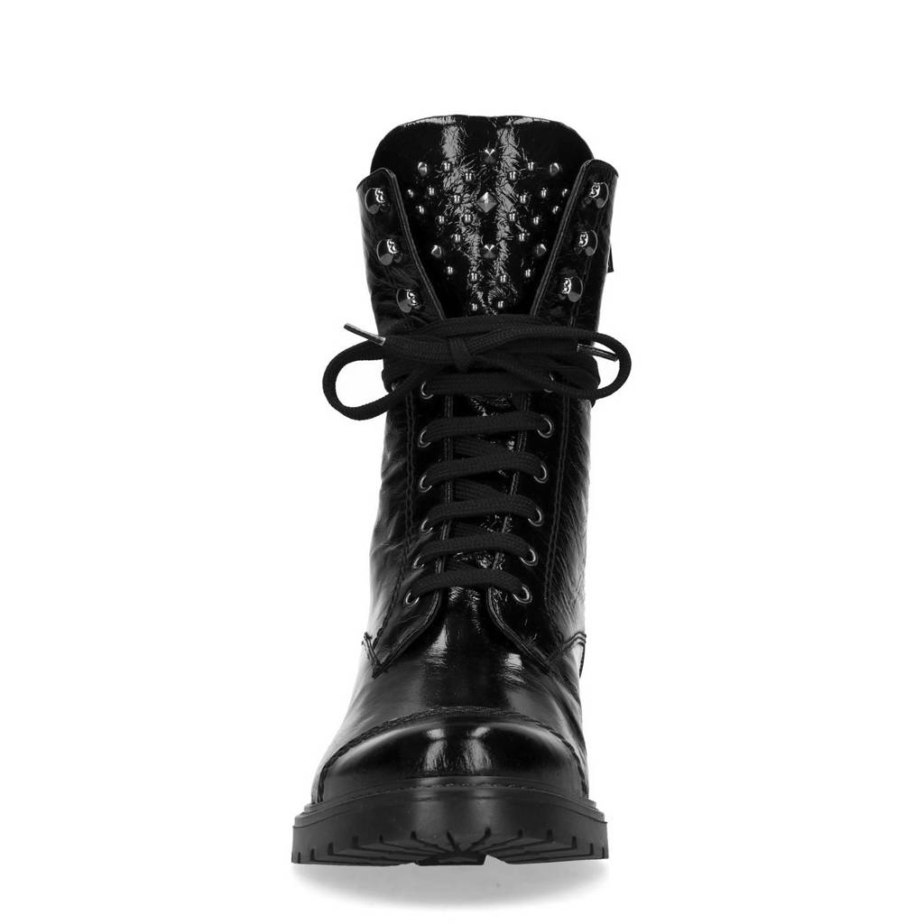 Manfield Veterboots Lak Leren Lak Veterboots Leren Zwart Manfield AqEYWxxf