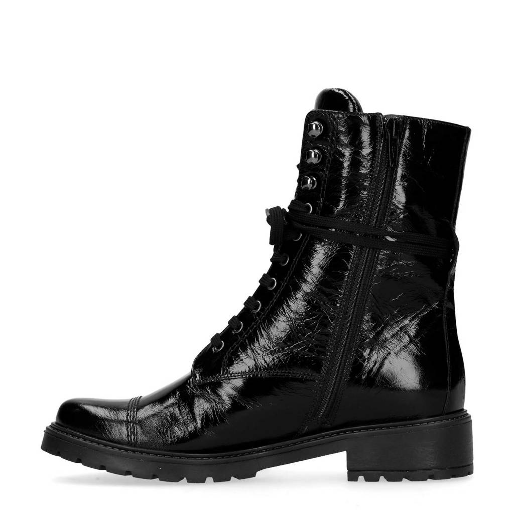 Manfield Veterboots Lak Leren Lak Veterboots Leren Zwart Manfield AqEYWxxf
