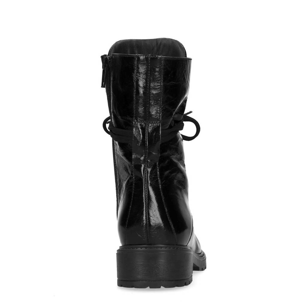 Manfield Veterboots Lak Leren Lak Veterboots Leren Zwart Manfield AqEYWxxf