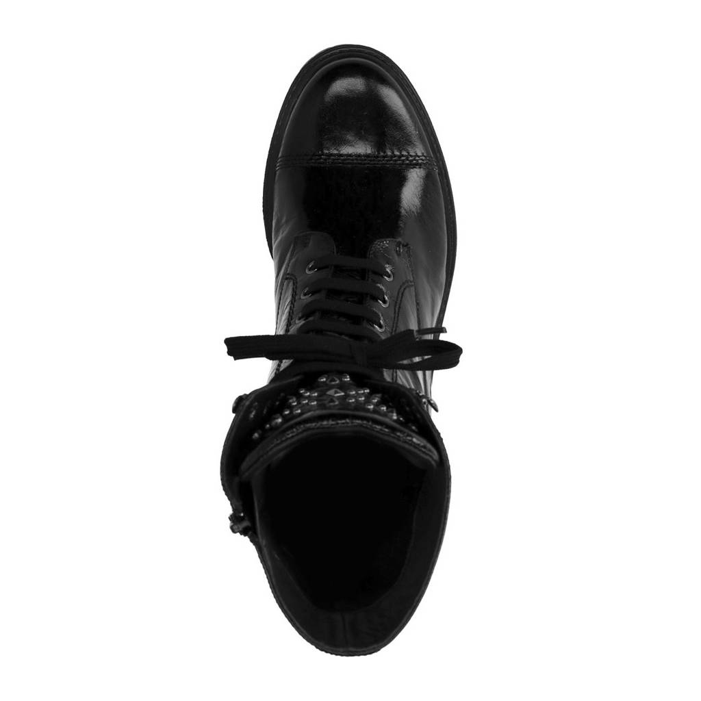 Manfield Veterboots Lak Leren Lak Veterboots Leren Zwart Manfield AqEYWxxf