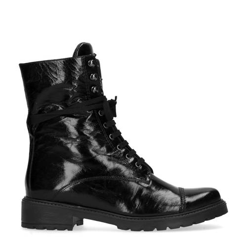 Manfield Lak Leren Veterboots Zwart manfield kopen in de aanbieding Manfield Lak Leren Veterboots Zwart manfield kopen in de aanbieding