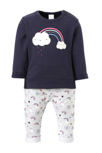 Baby Club sweater + sweatpants met printopdruk marine