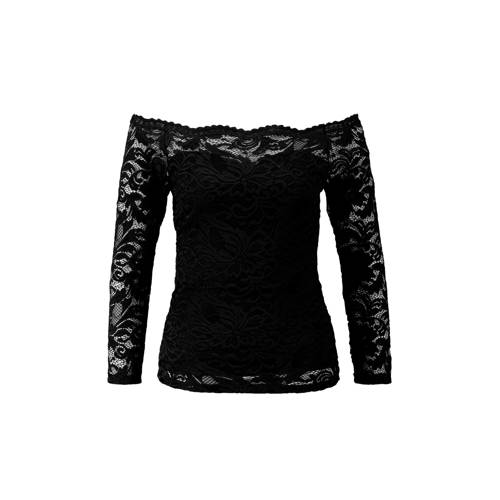 Coolcat Kanten Off Shoulder Top Zwart coolcat kopen in de aanbieding