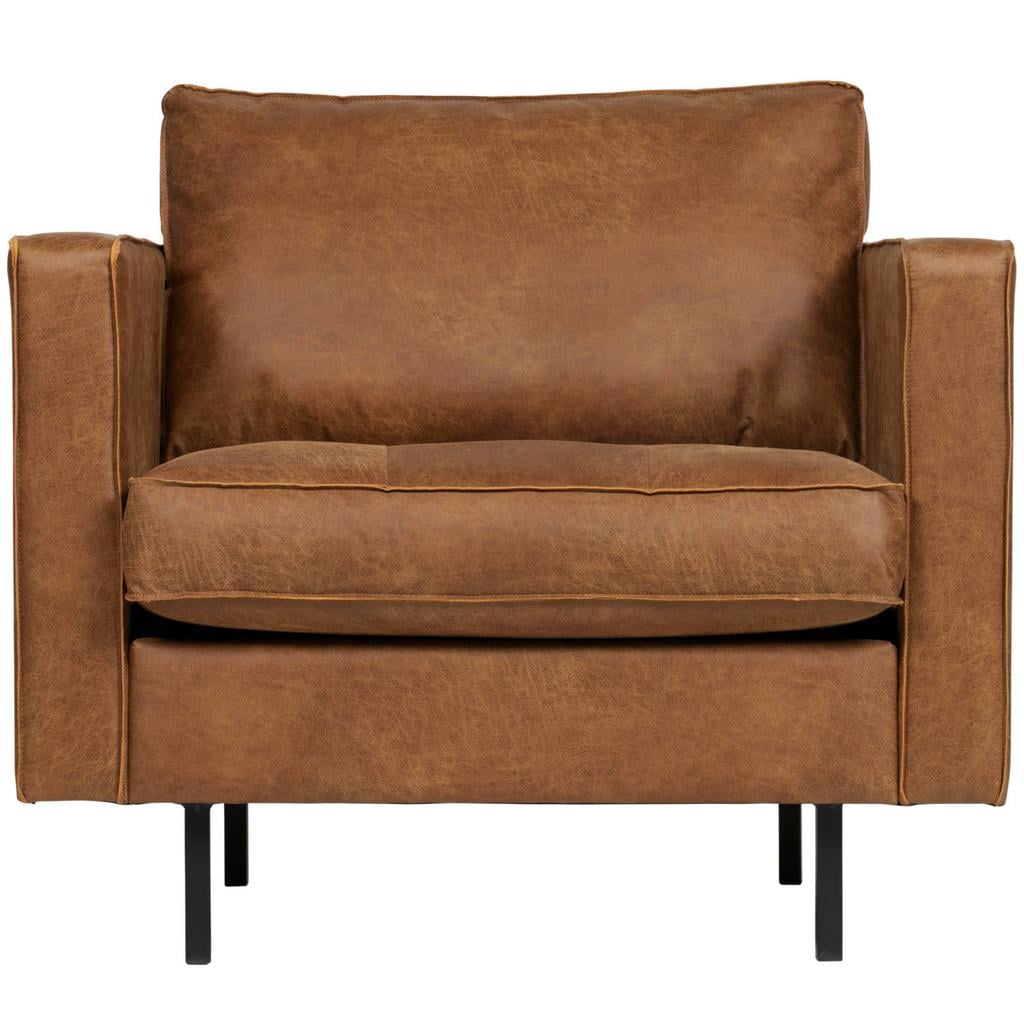 WOOOD Rodeo Classic Fauteuil - Recycle Leer - Cognac - 83x98x88
