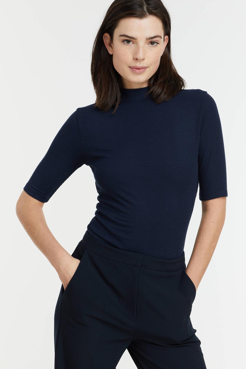 Modström Krown ribgebreide top donkerblauw