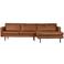 WOOOD Rodeo Chaise Longue Rechts - Leer - Cognac - 85x300x86