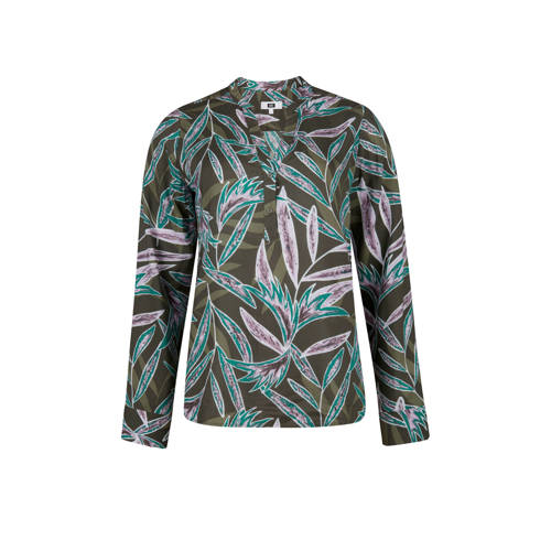 We Fashion Slim Fit Blouse Met Bladdessin Groen we fashion kopen in de aanbieding