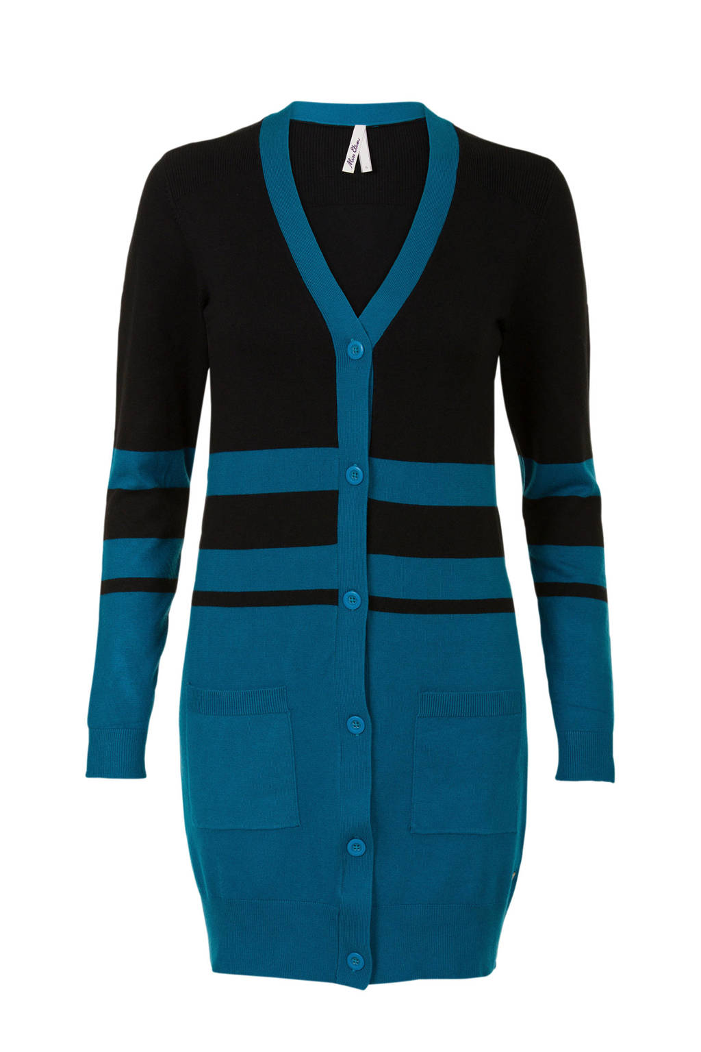 Miss Etam Regulier tweekleurig vest blauw, Blauw/zwart