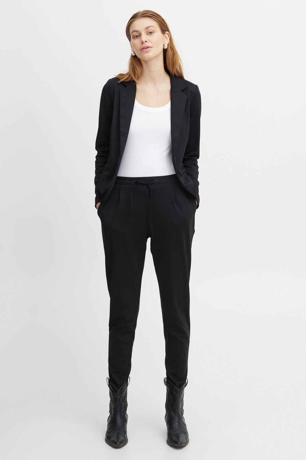 ICHI slim fit broek IHKATE PA2 zwart