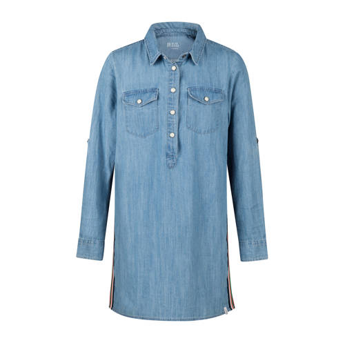 We Fashion Blue Ridge Lange Spijkerblouse Met Zijstreep we fashion kopen in de aanbieding