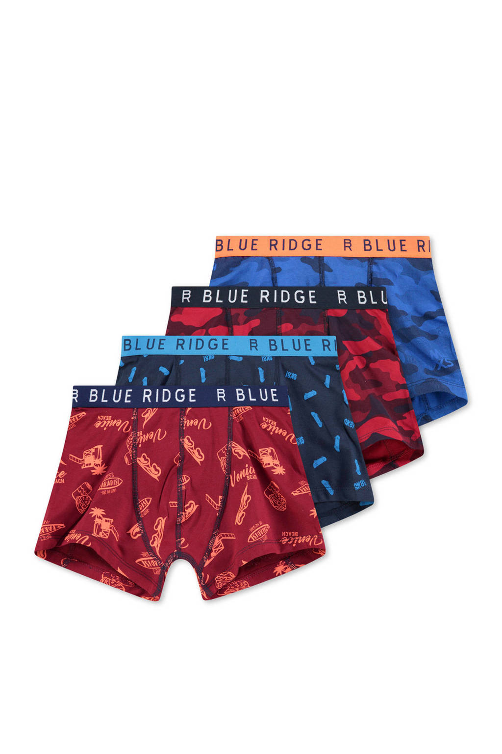 WE Fashion boxershort - set van 4, Rood/blauw