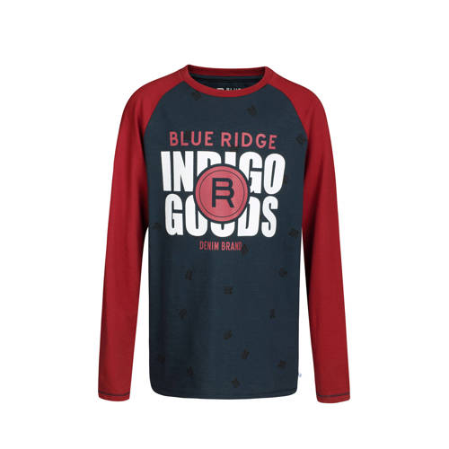 We Fashion Blue Ridge Longsleeve Met Tekst Blauwrood we fashion kopen in de aanbieding