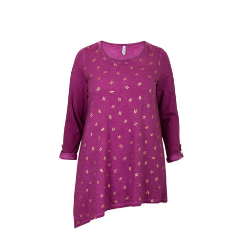Miss Etam Plus Asymmetrische Tuniek Met Print Paars miss etam kopen in de aanbieding