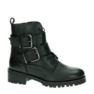 leren veterboots zwart