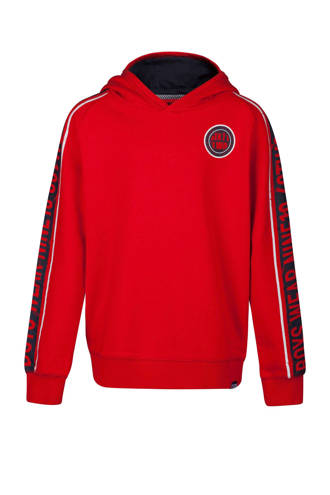 hoodie met zijstreep rood