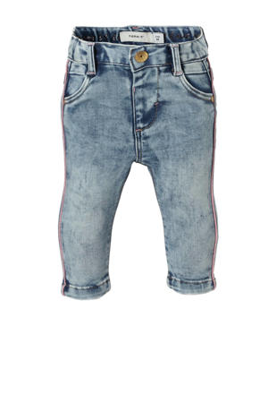 BABY baby slim fit jeans met zijstreep light denim