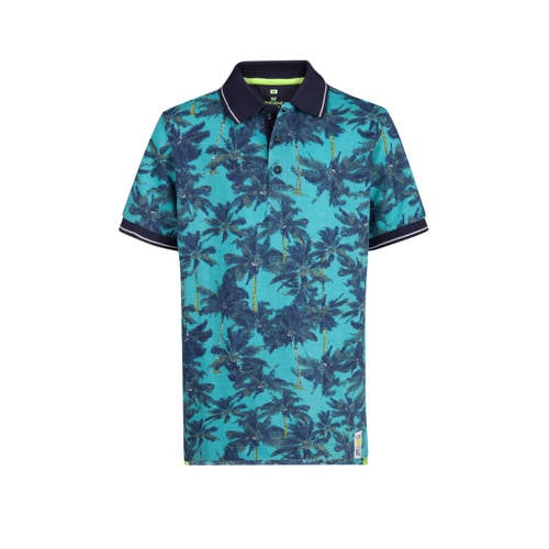 We Fashion Polo Met Palmbomen Blauw we fashion kopen in de aanbieding