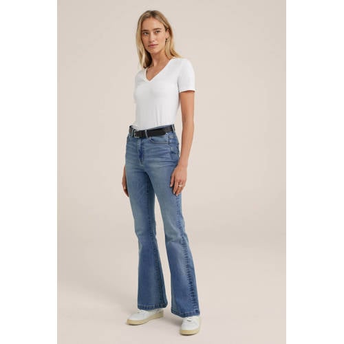 WE Fashion basic T-shirt met katoen wit afbeelding