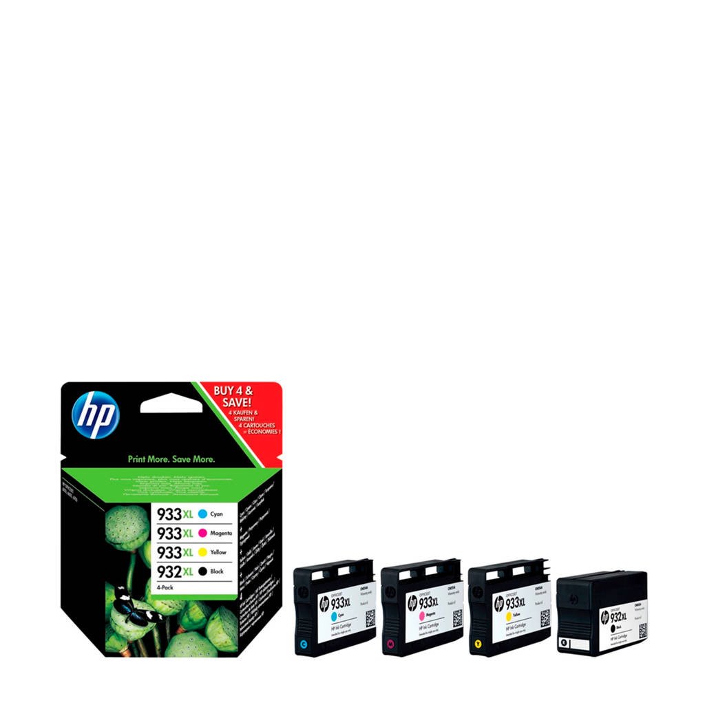 HP 932933XL Multipack inktcartridges (zwart+kleur), Zwart, Geel, Cyaan en Magenta