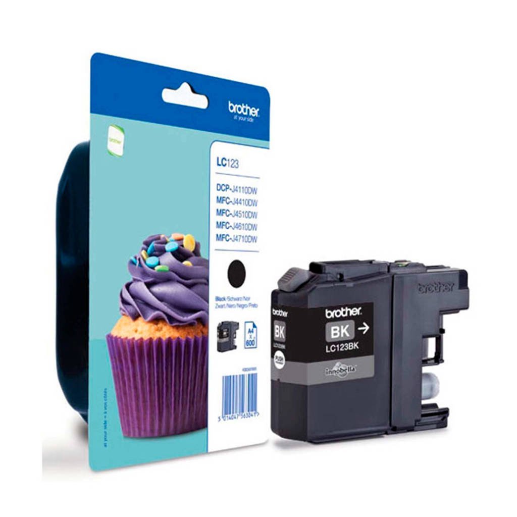Brother LC123BK cartridge zwart, Zwart