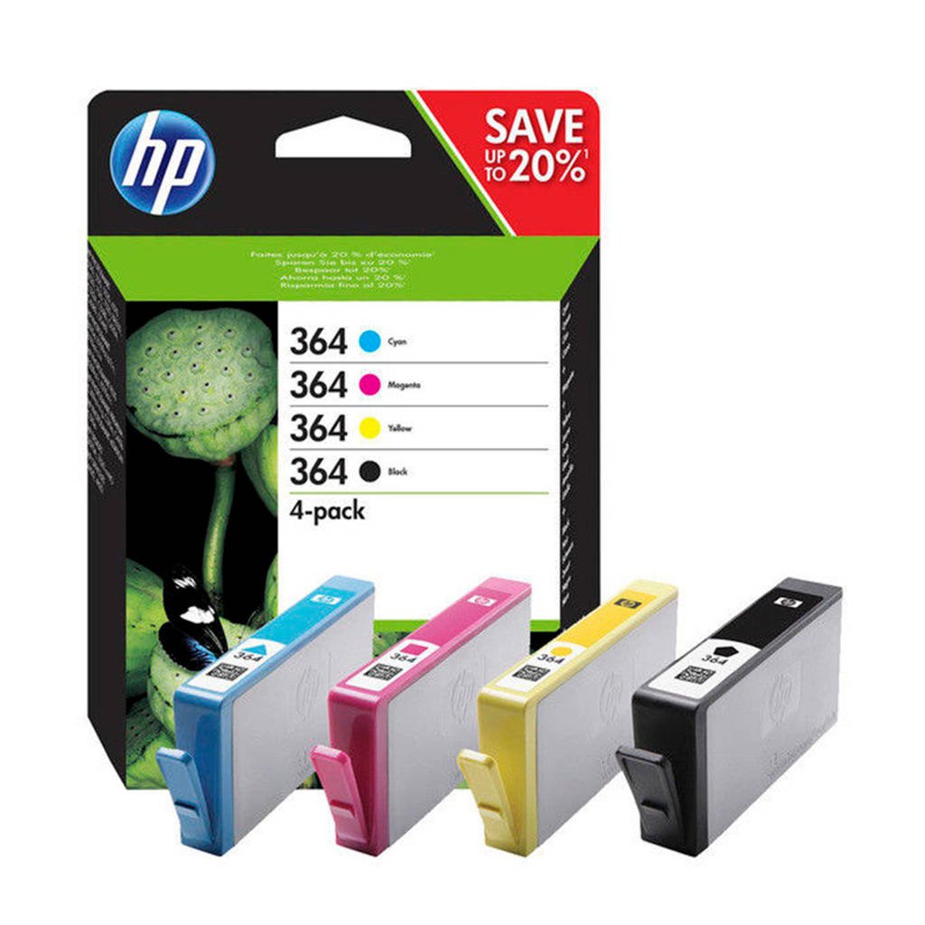 HP 364MULPACK inktcartridge (zwart+kleur), Zwart, Geel, Cyaan en Magenta