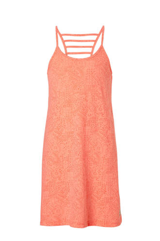 jurk Copper met alloverprint zalm
