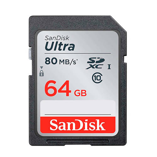 Sandisk Sdxc Ultra 64Gb 80Mbs Cl10 Geheugenkaart sandisk kopen in de aanbieding