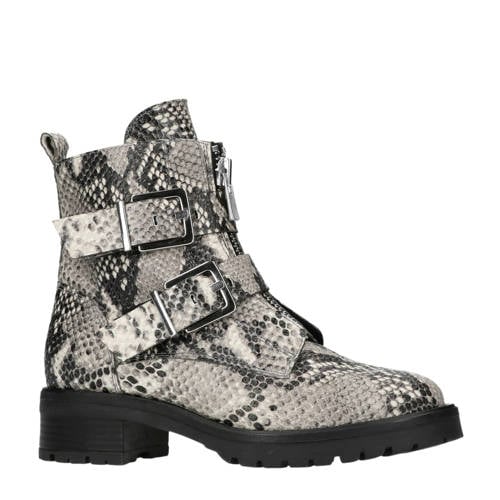 Manfield Leren Bikerboots Met Slangenprint Grijs manfield kopen in de aanbieding Manfield Leren Bikerboots Met Slangenprint Grijs manfield kopen in de aanbieding