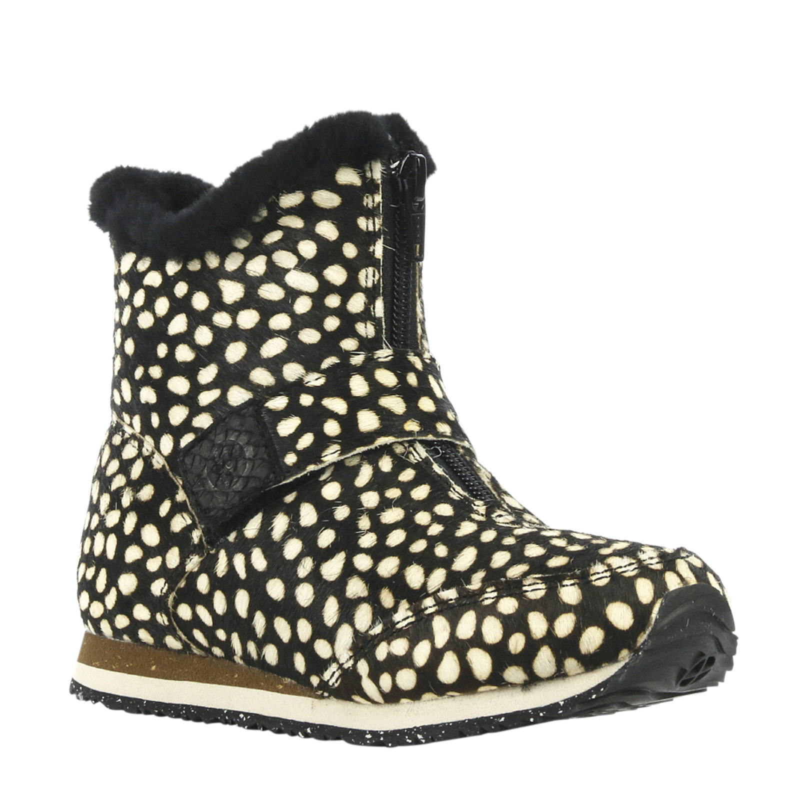 Woden Wonder leren enkellaarzen met panterpint zwart | wehkamp