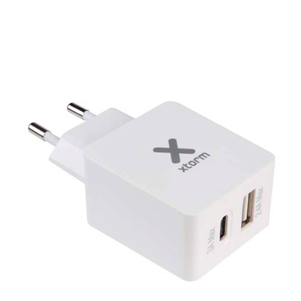 Xtorm AC adapter USB+USB-C, Wit