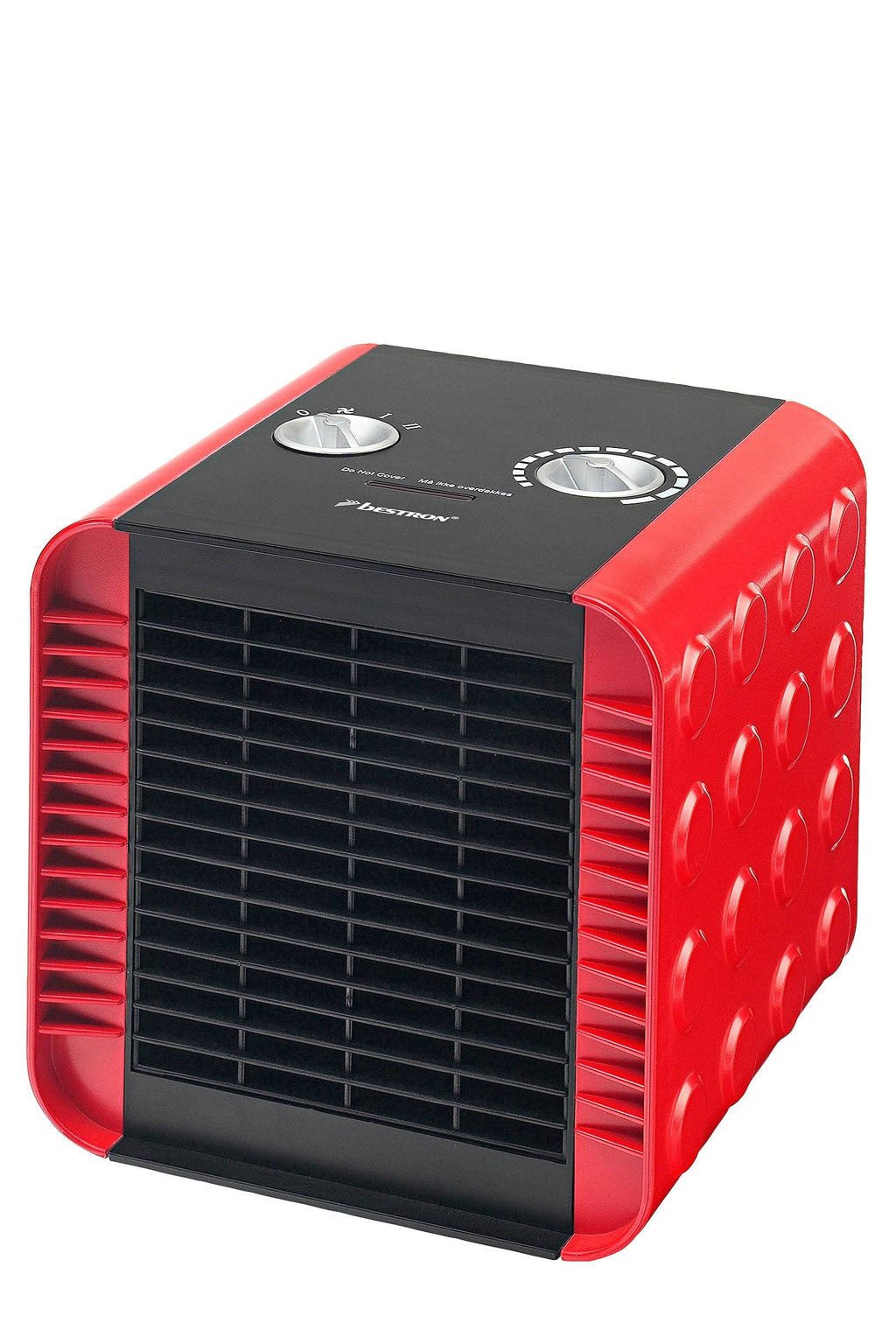Bestron ACH1500R keramische ventilatorkachel, Zwart, Rood
