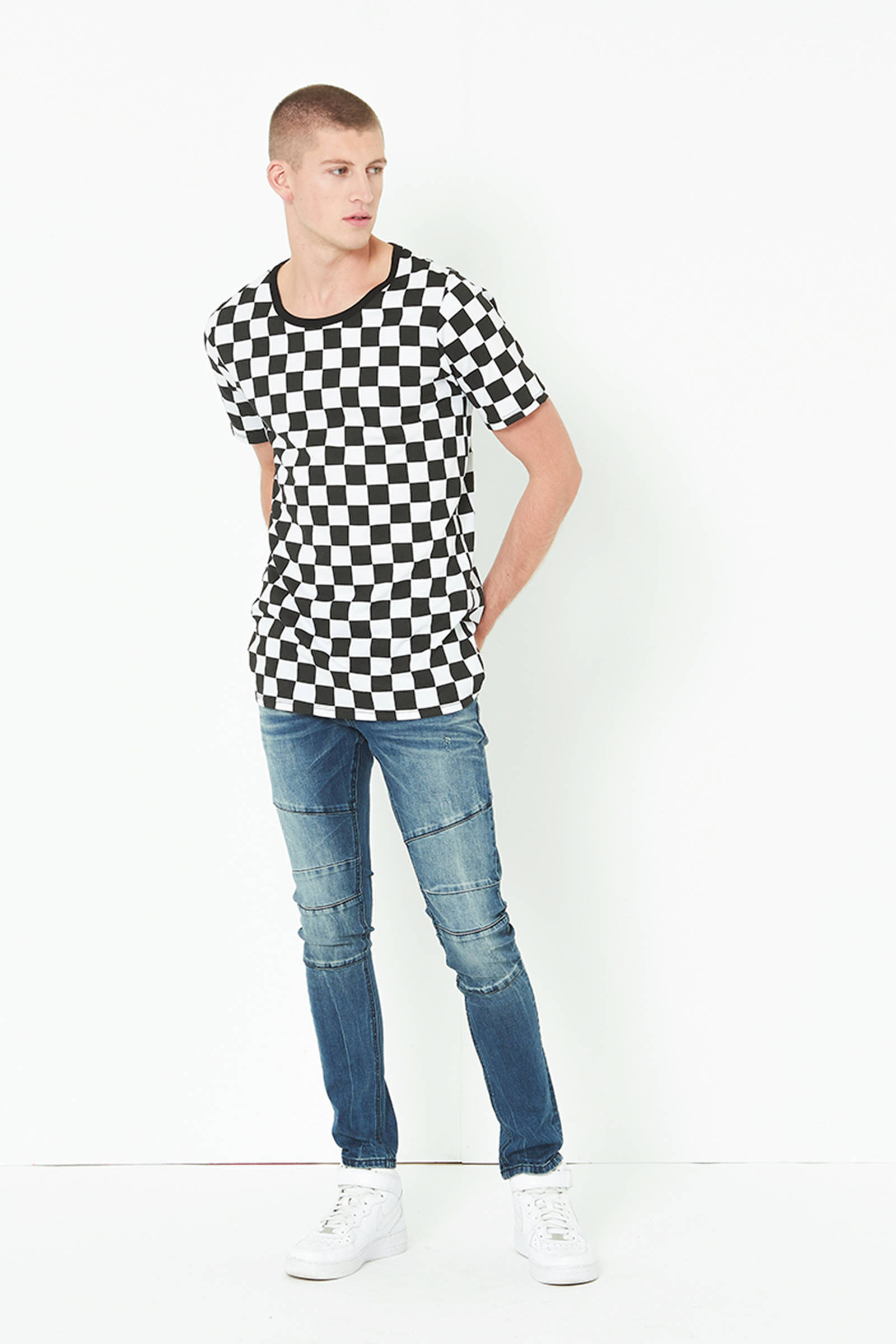 CoolCat T-shirt met geblokt patroon zwart/wit | wehkamp