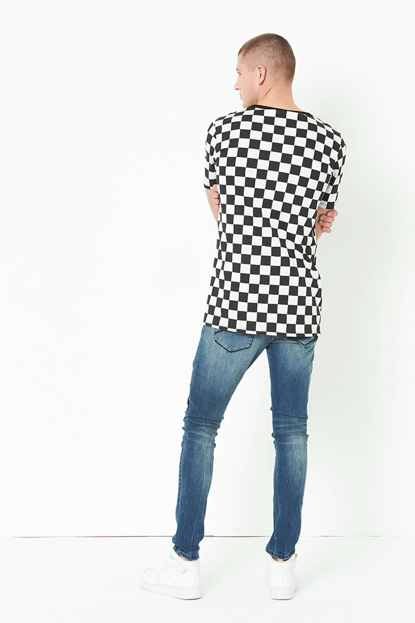CoolCat T-shirt met geblokt patroon zwart/wit | wehkamp