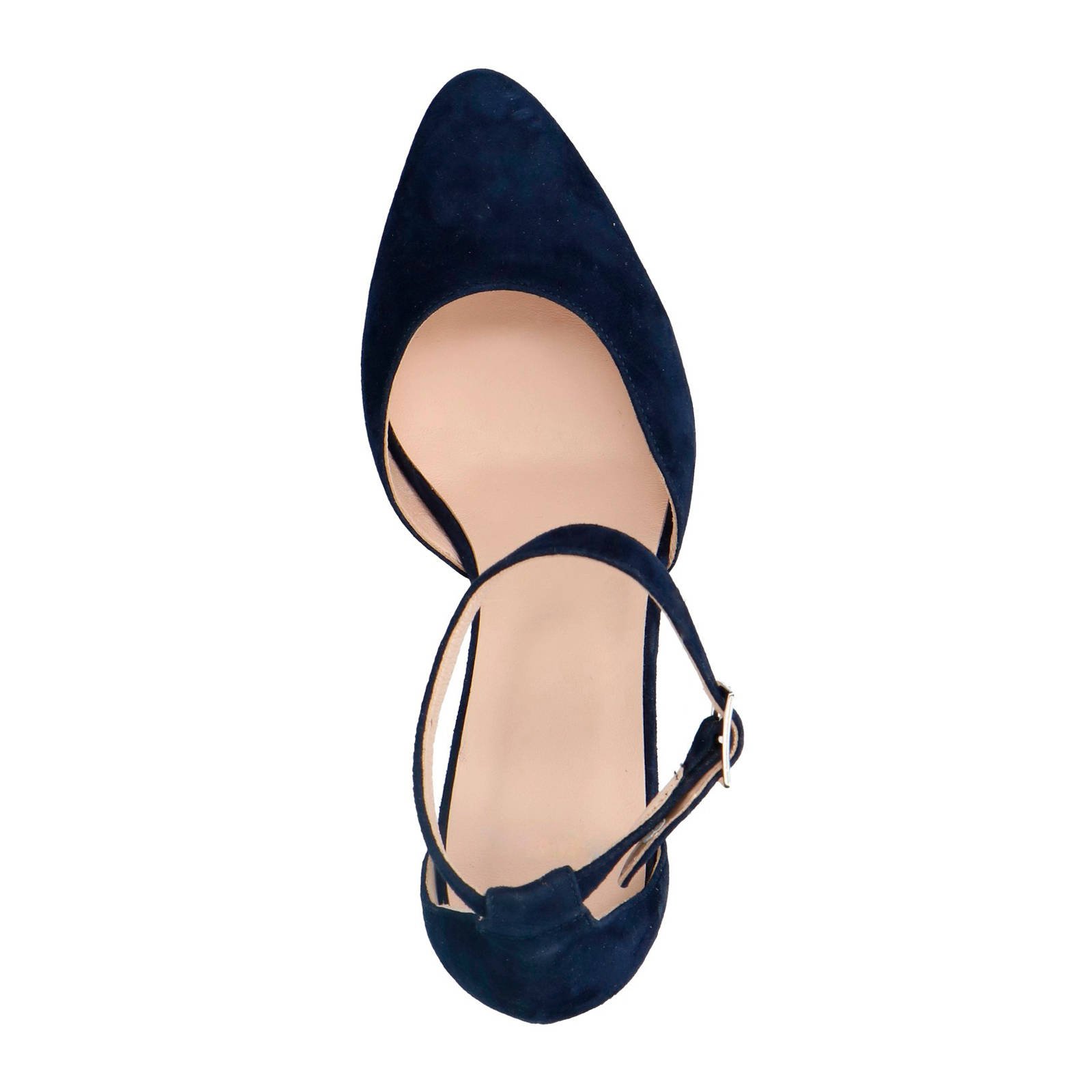 Donkerblauwe pumps met online bandje