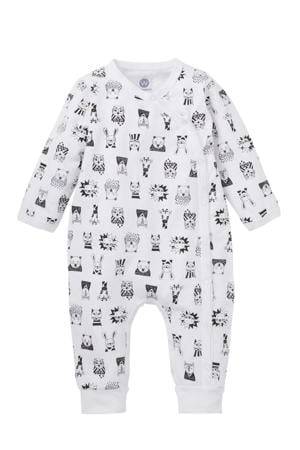 newborn baby boxpak met dierenprint wit/ zwart