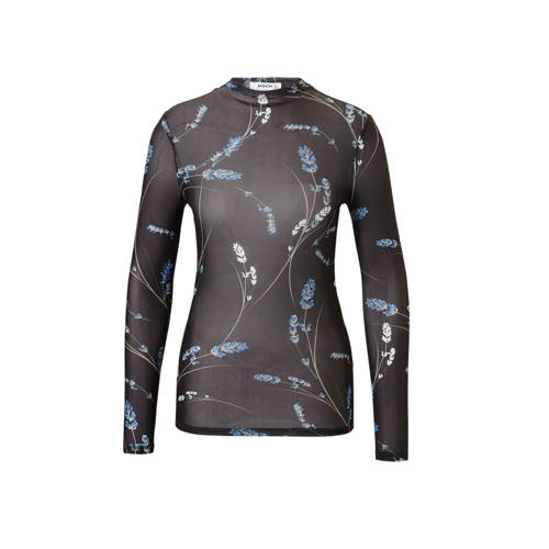 Msch Copenhagen Gebloemde Top Met Mesh Zwart msch copenhagen kopen in de aanbieding