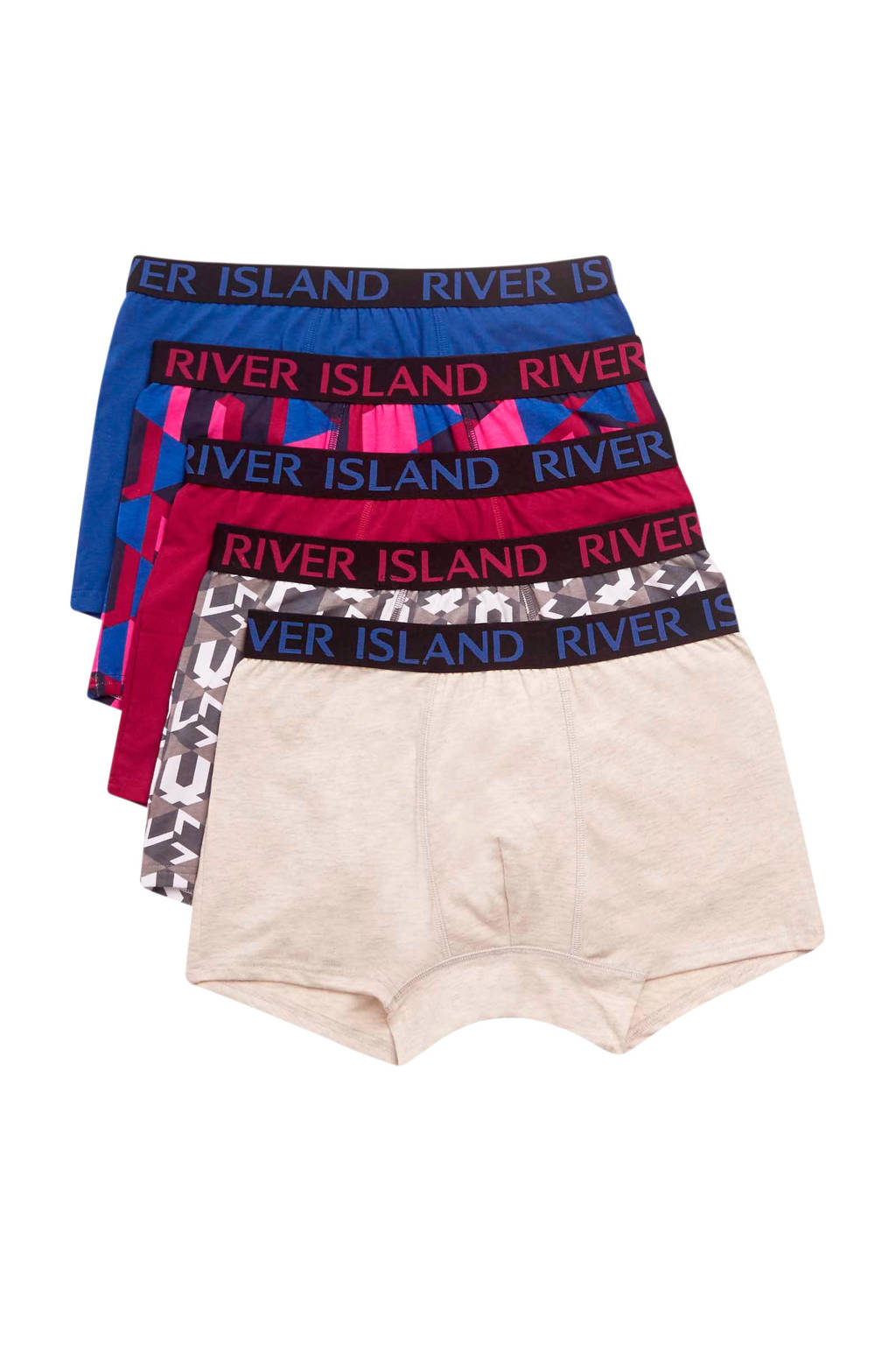 River Island boxershort (set van 5), Roze/blauw/rood