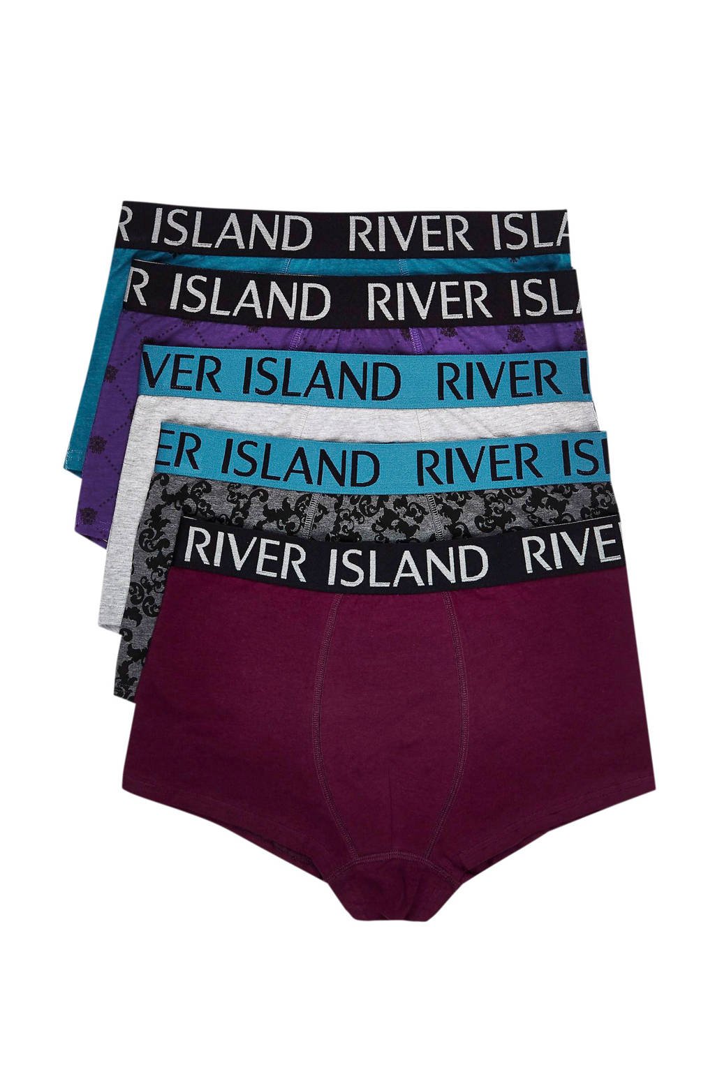 River Island boxershort (set van 5), Blauw/multi