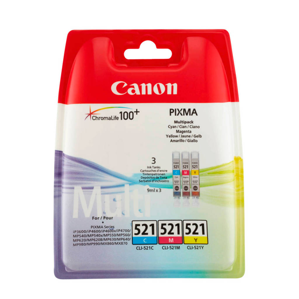 Canon CLI-521 inktcartridge multipack, Cyaan/magenta/geel