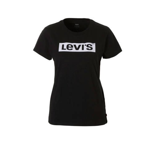 Levis T Shirt Met Flock Print Zwart levis kopen in de aanbieding