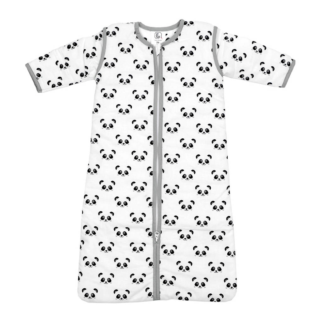 Panda Dreams baby slaapzak winter 70 cm panda grijs, 0-6 maand, Wit/grijs