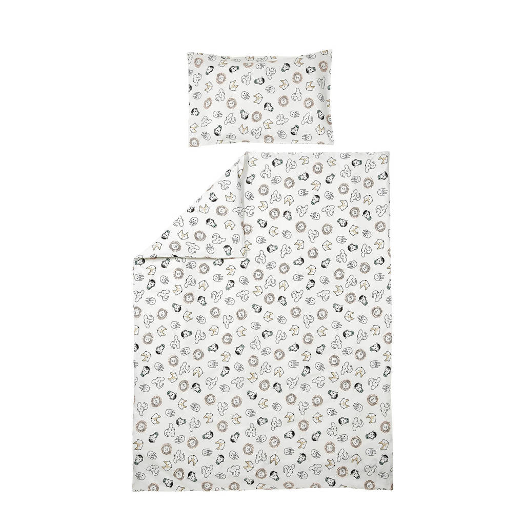 Meyco katoenen Animal dekbedovertrek junior bed 120x150 cm, Wit/zwart/beige