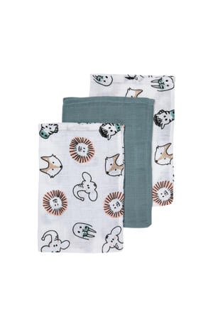 hydrofiele baby washandjes (set van 3) animal/uni